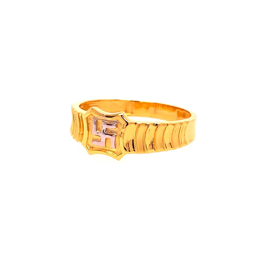 22k yellow gold swastik plain ring - Image 4