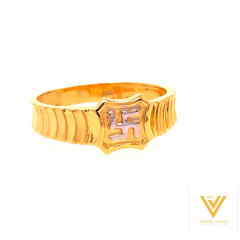 22k yellow gold swastik plain ring - Image 2