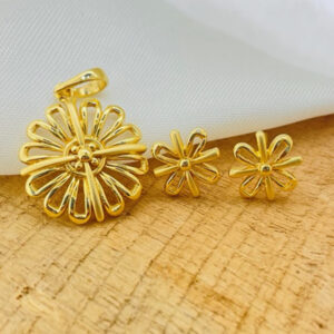 22k Gold Plain Circle Pendant Set