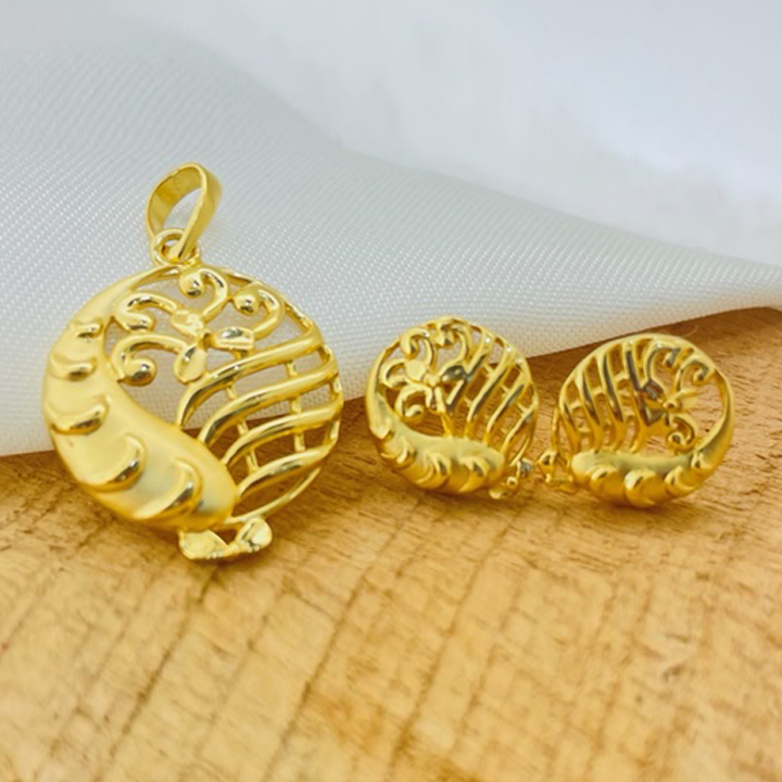 22k Gold Plain Classic Pendant Set