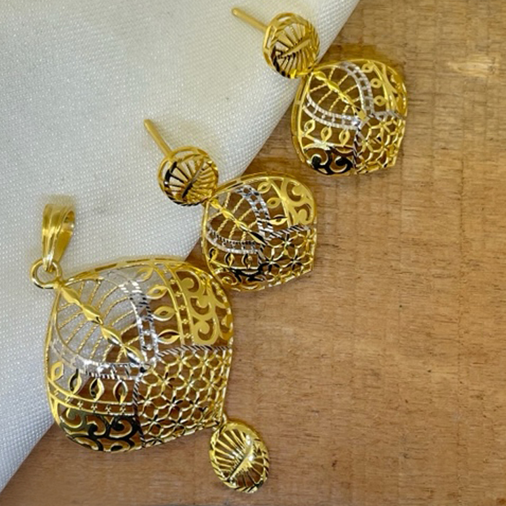 22k Gold Plain Exclusive Turkish Pendant Set