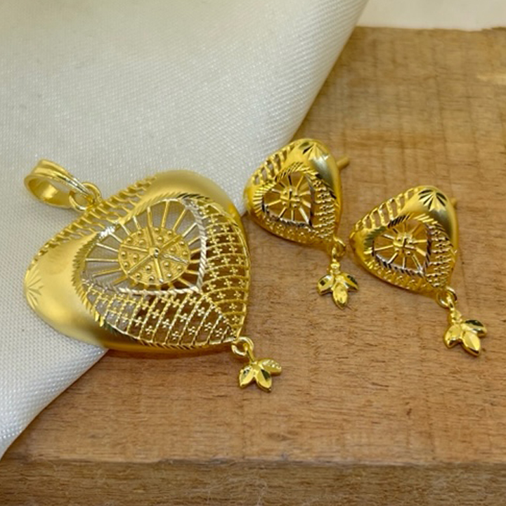 22k Gold Plain Fancy Turkish Pendant Set