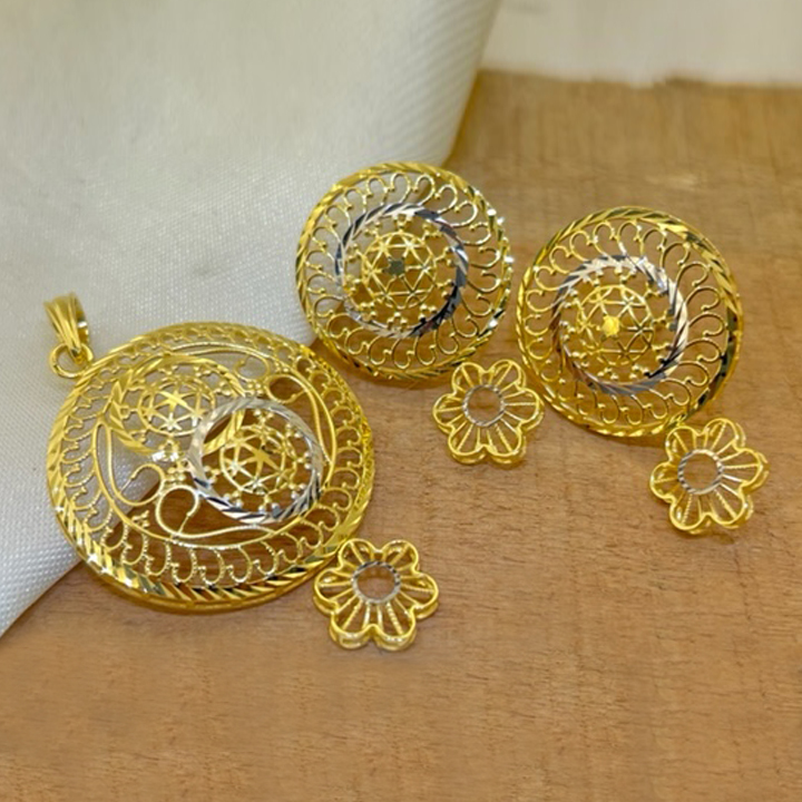 22k Gold Plain Classy Turkish Pendant Set