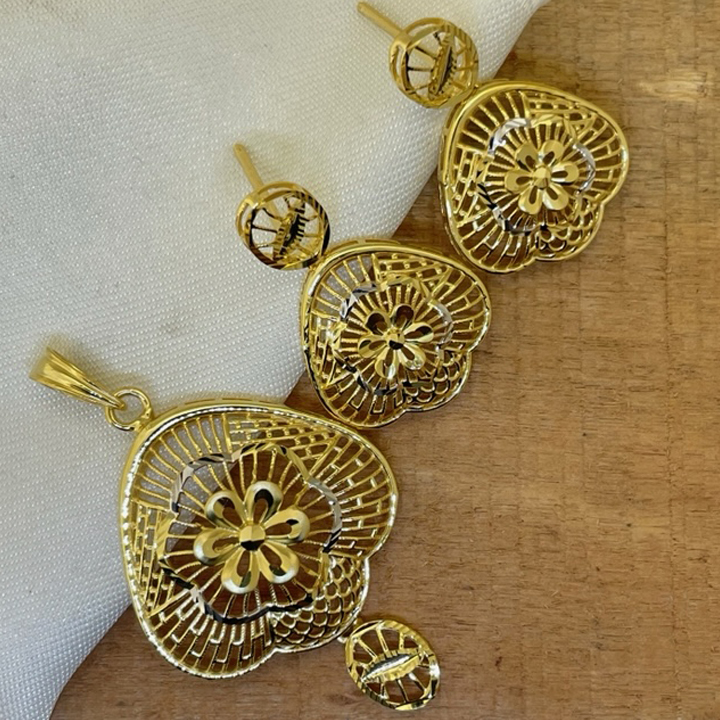 22k Gold Plain Designer Turkish Pendant Set