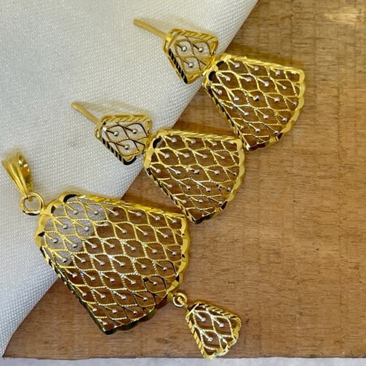 22k Gold Plain Glorious Turkish Pendant Set