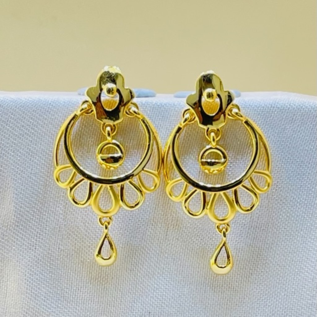 22k Yellow Gold Traditional Chandbali Plain Earrings