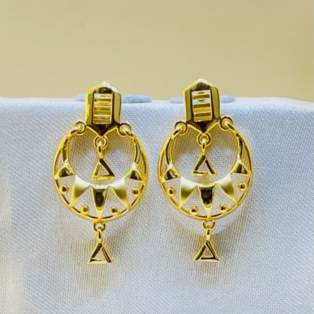 22k Yellow Gold Traditional Chandbali Plain Earrings