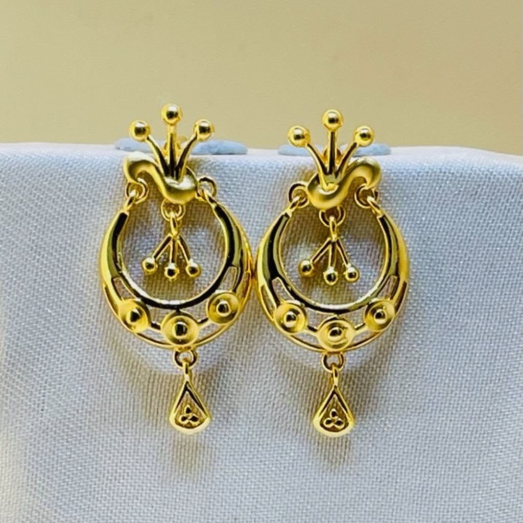 22k Yellow Gold Traditional Chandbali Plain Earrings
