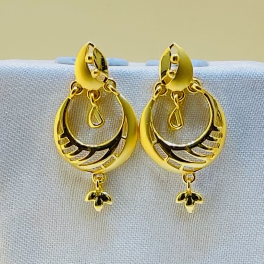22k Yellow Gold Traditional Chandbali Plain Earrings