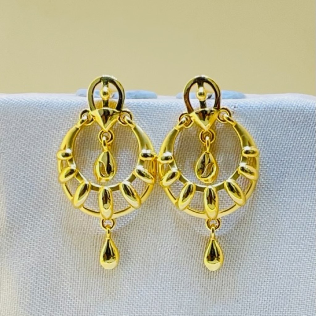 22k Yellow Gold Traditional Chandbali Plain Earrings