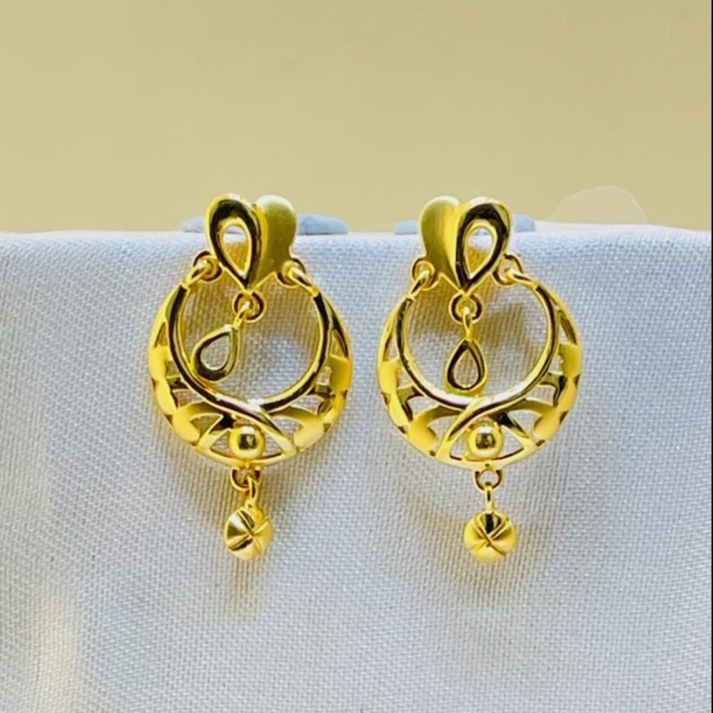22k yellow gold traditional chandbali plain earrings