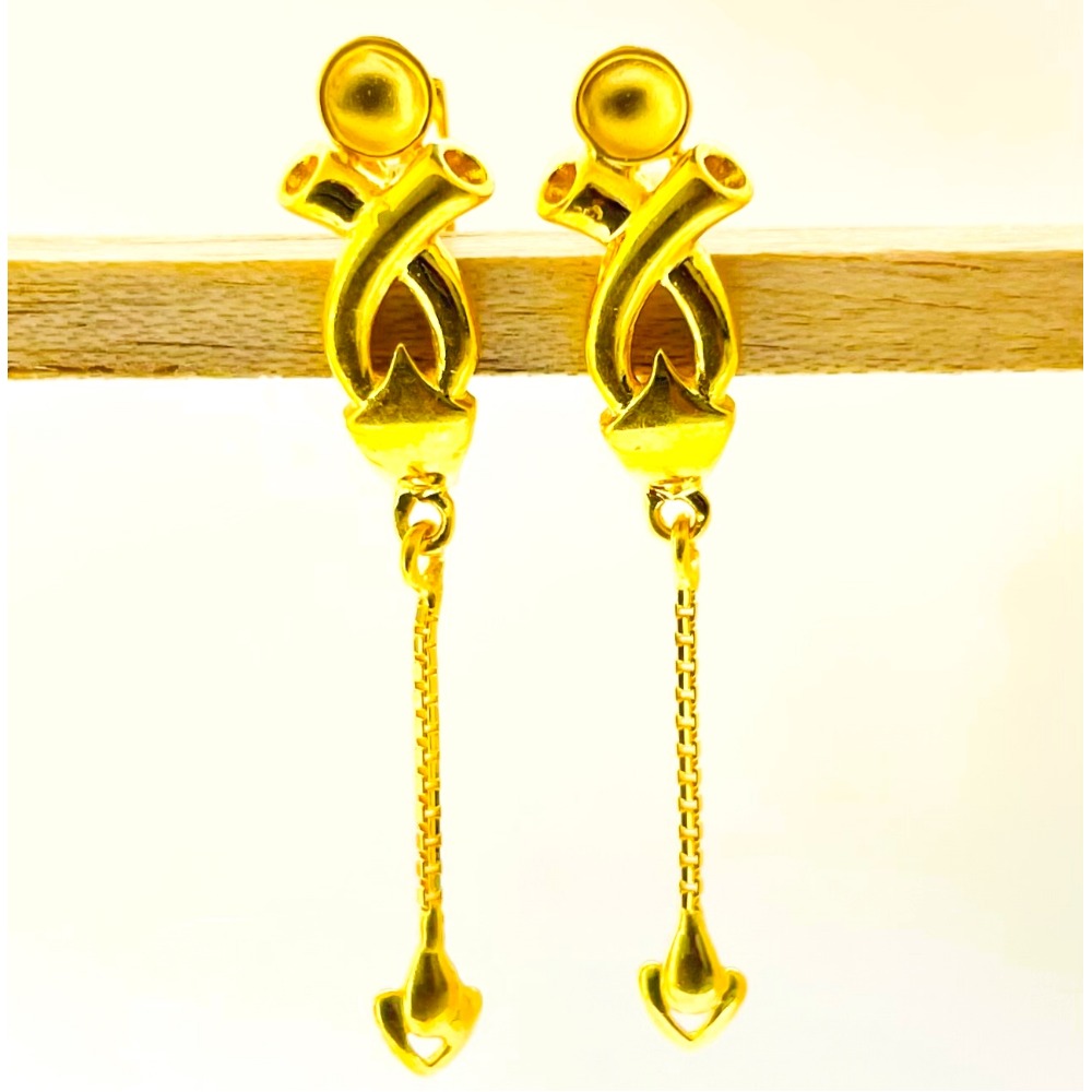 22k yellow gold whirly plain earrings