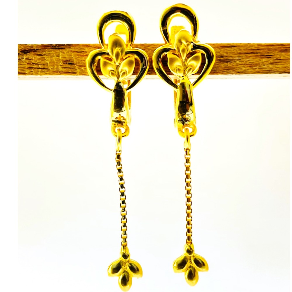 22k yellow gold elegant plain earrings