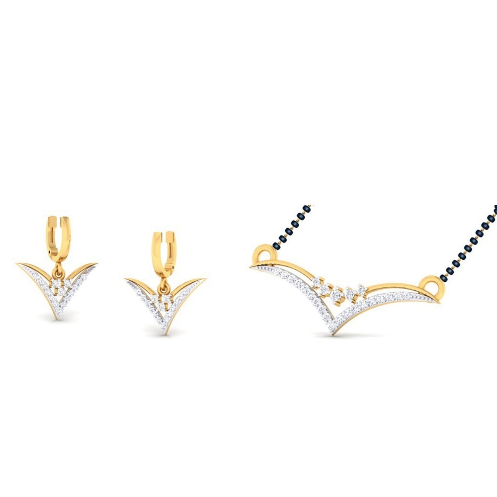 22k gold cz glint pendant set