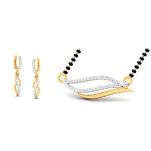 22k gold cz volute pendant set