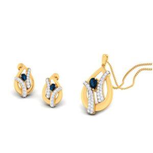 22k gold cz eface pendant set
