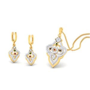 22k gold cz luster pendant set