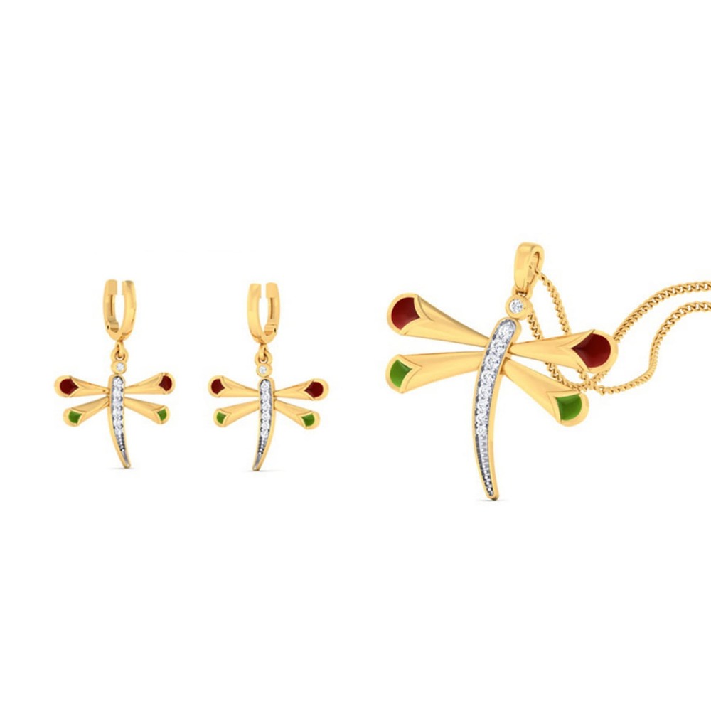 22k gold cz shine pendant set