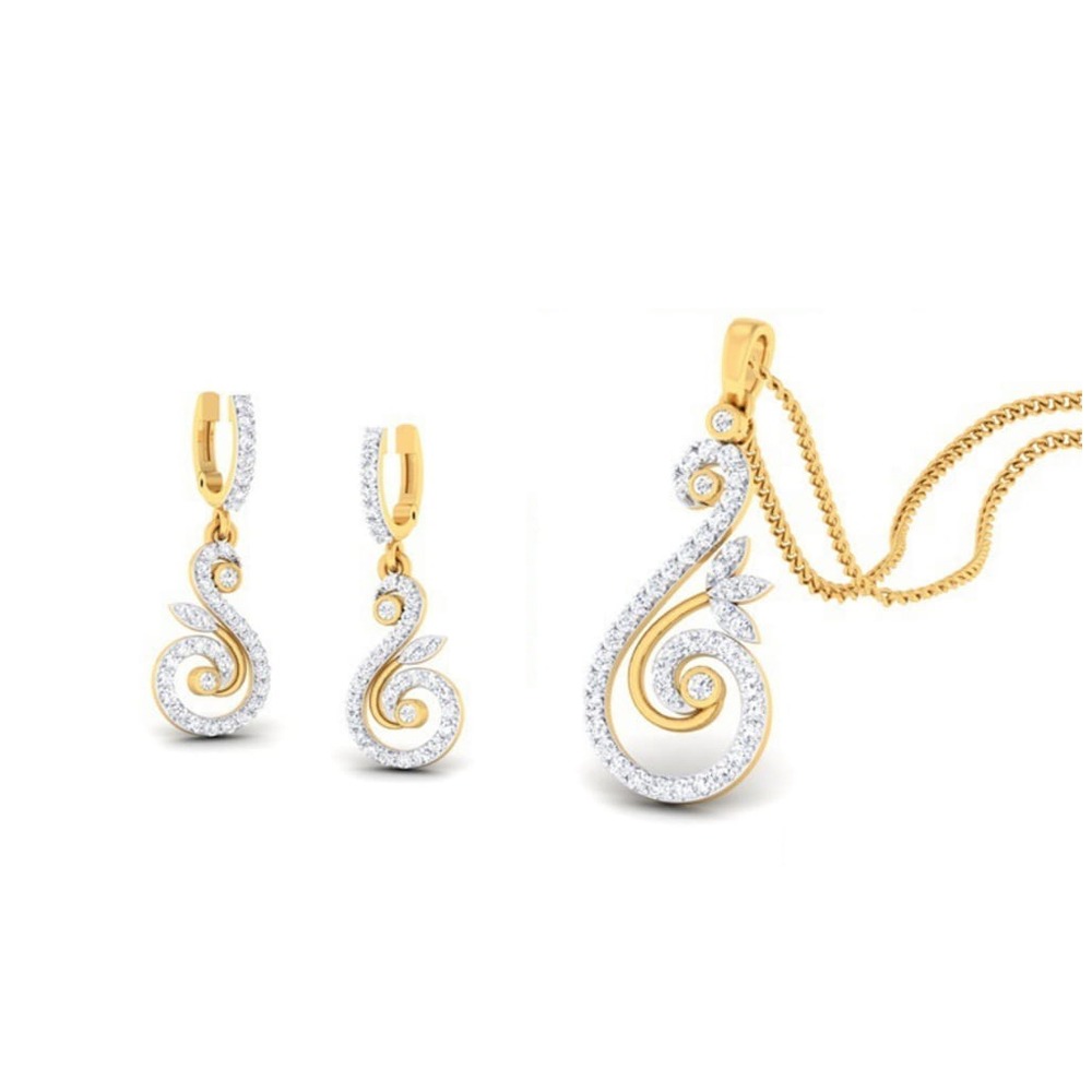 22k gold cz glare pendant set