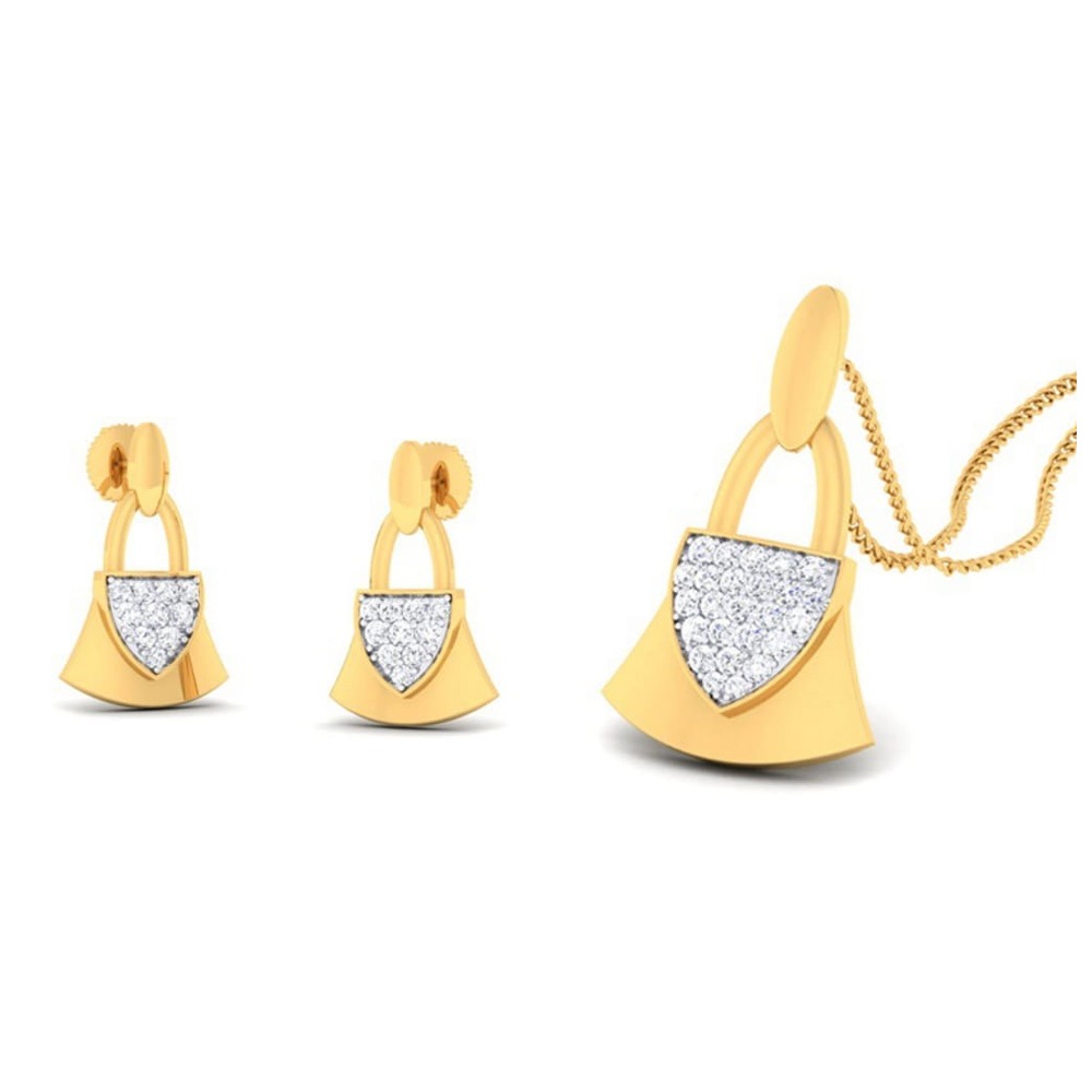 22k gold cz leora pendant set