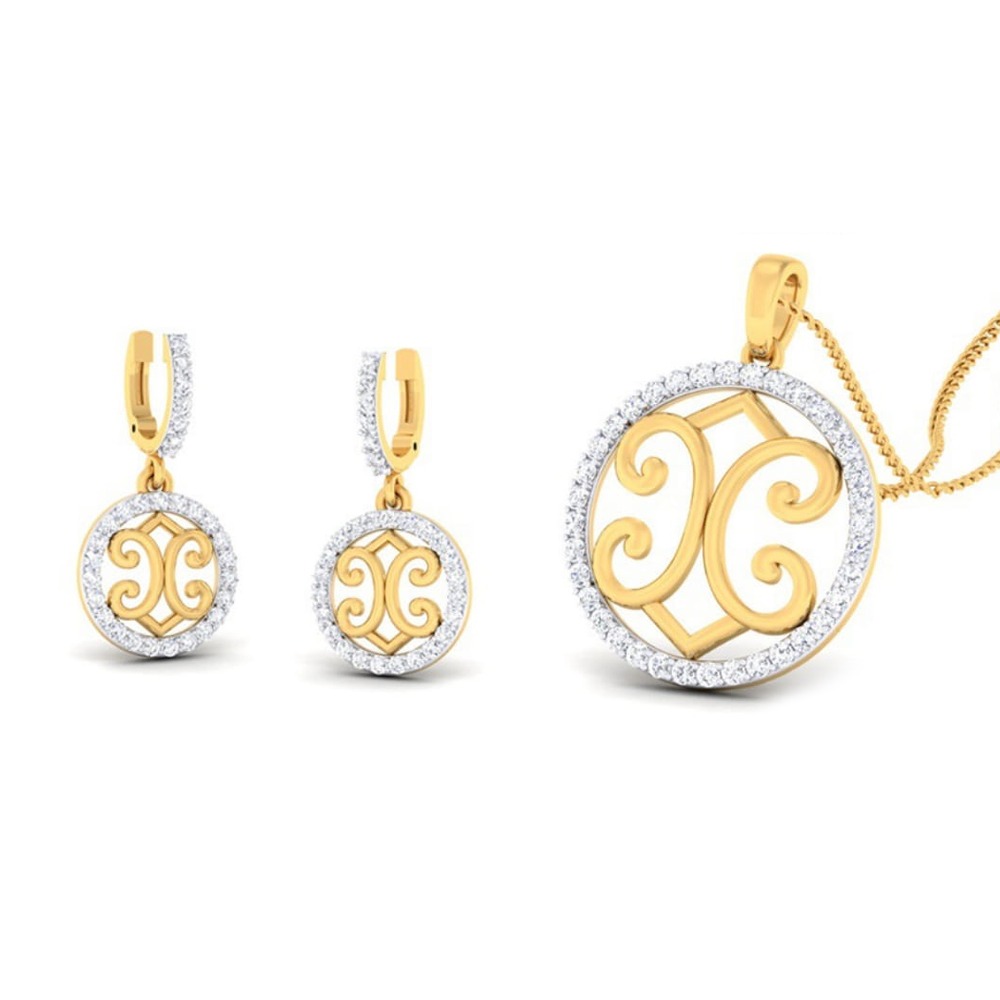 22k gold cz verbena pendant set