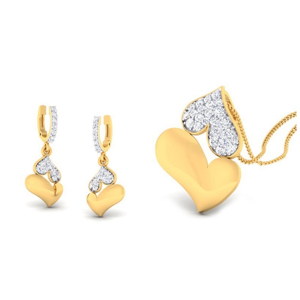 22k gold cz true love pendant set