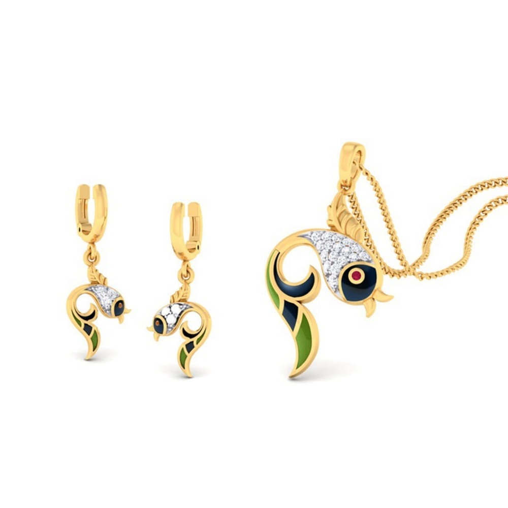 22k gold cz gleam pendant set