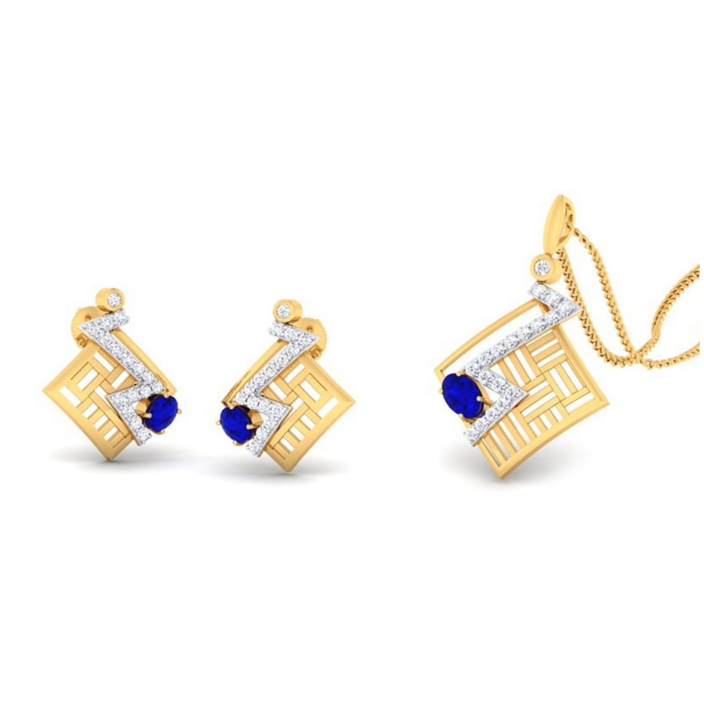 22k gold cz eface pendant set