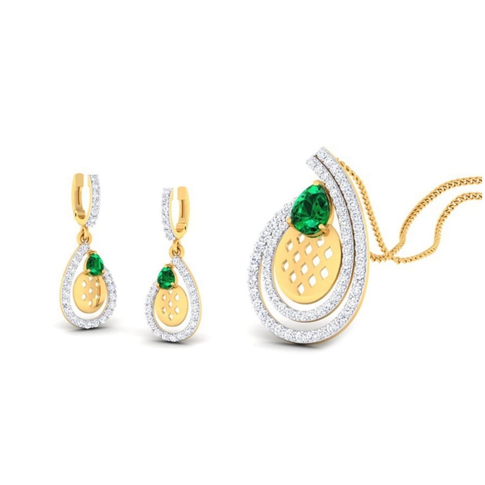 22k gold cz flare pendant set