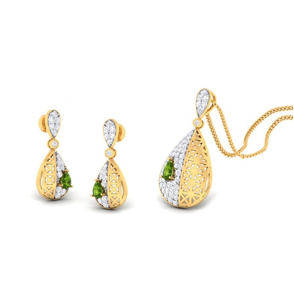 22k gold cz classic pendant set