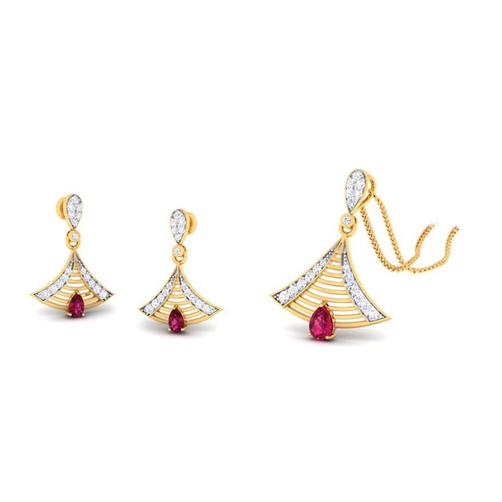 22k gold cz classy pendant set