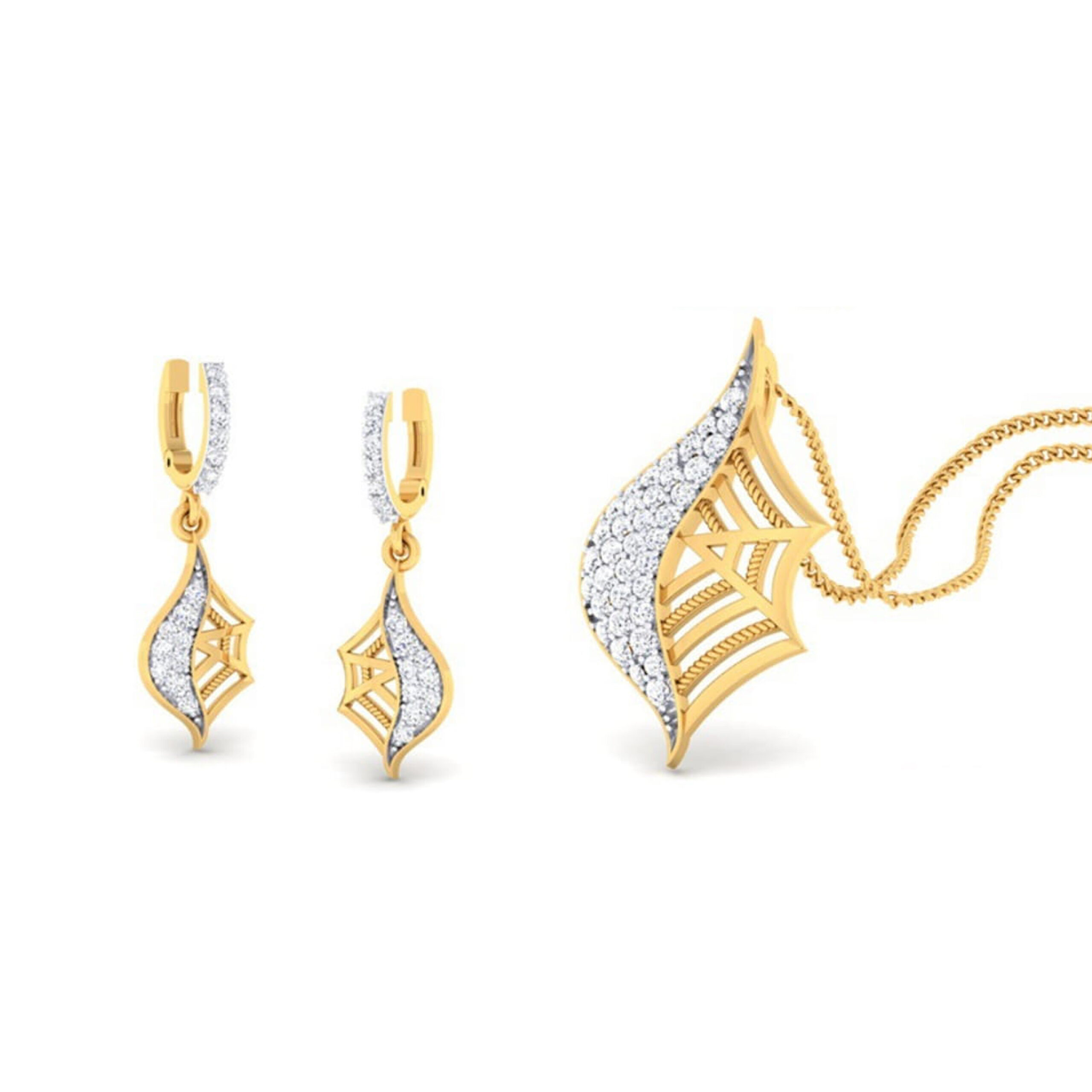 22k gold cz iris pendant set