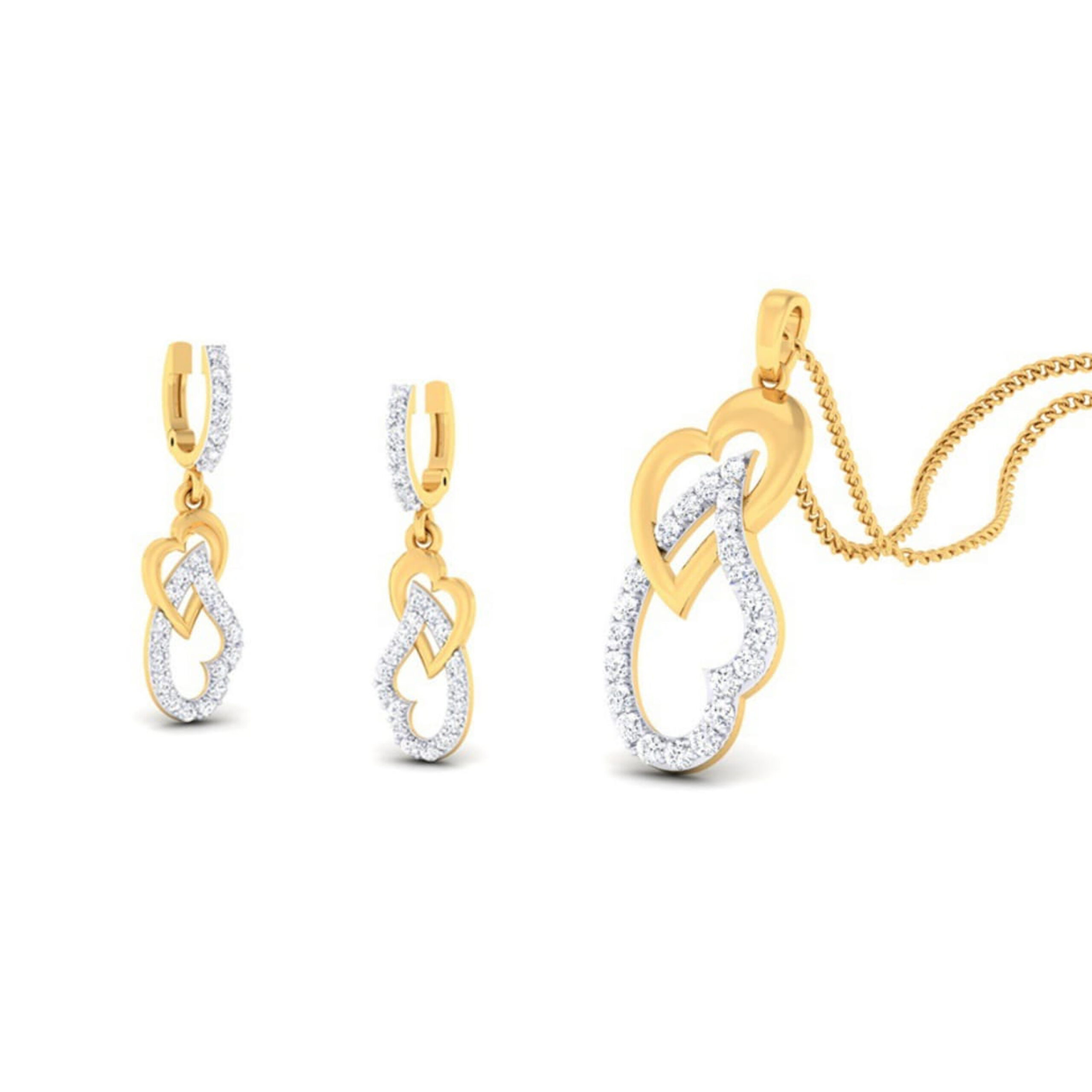 22k gold cz interloop pendant set