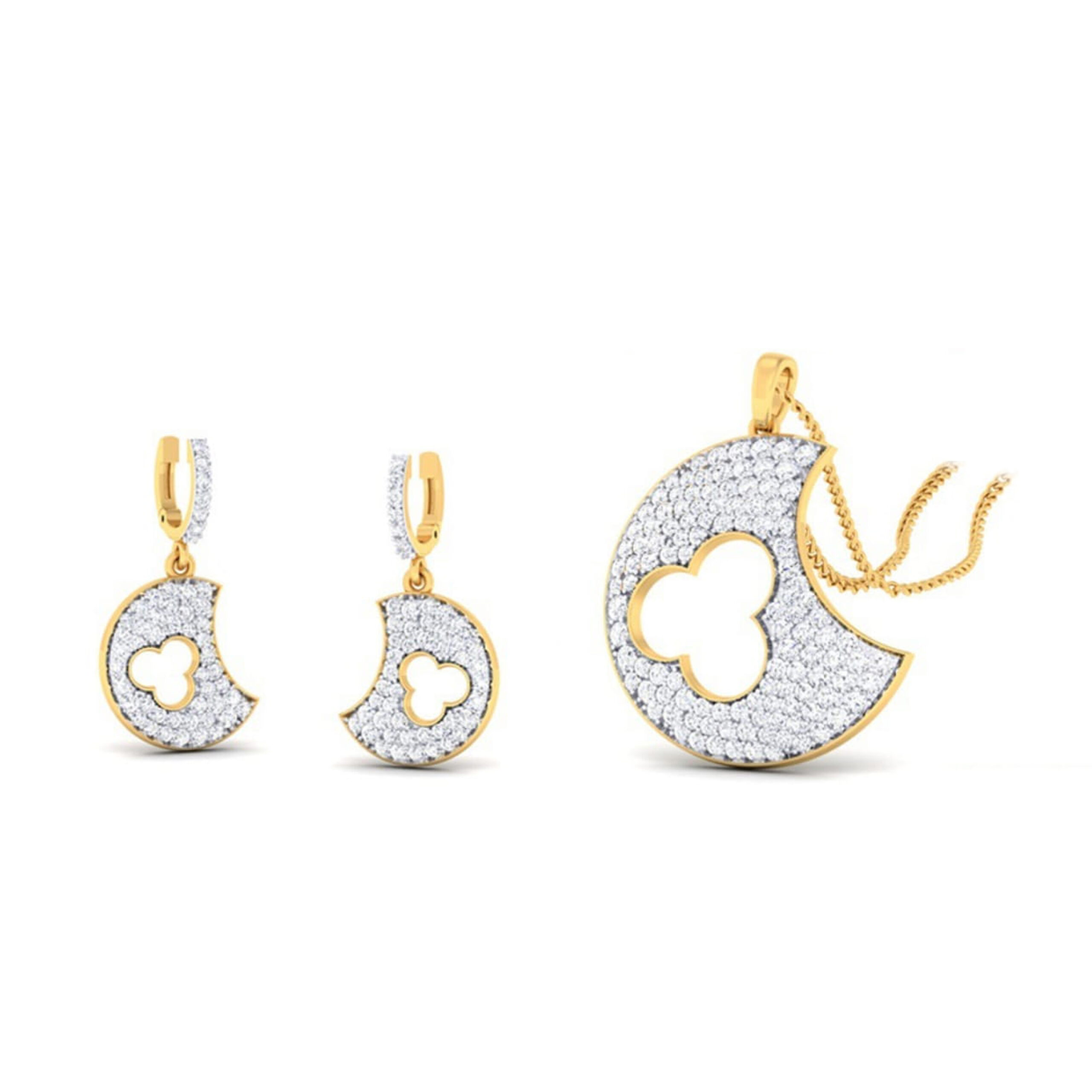 22k gold cz moon pendant set