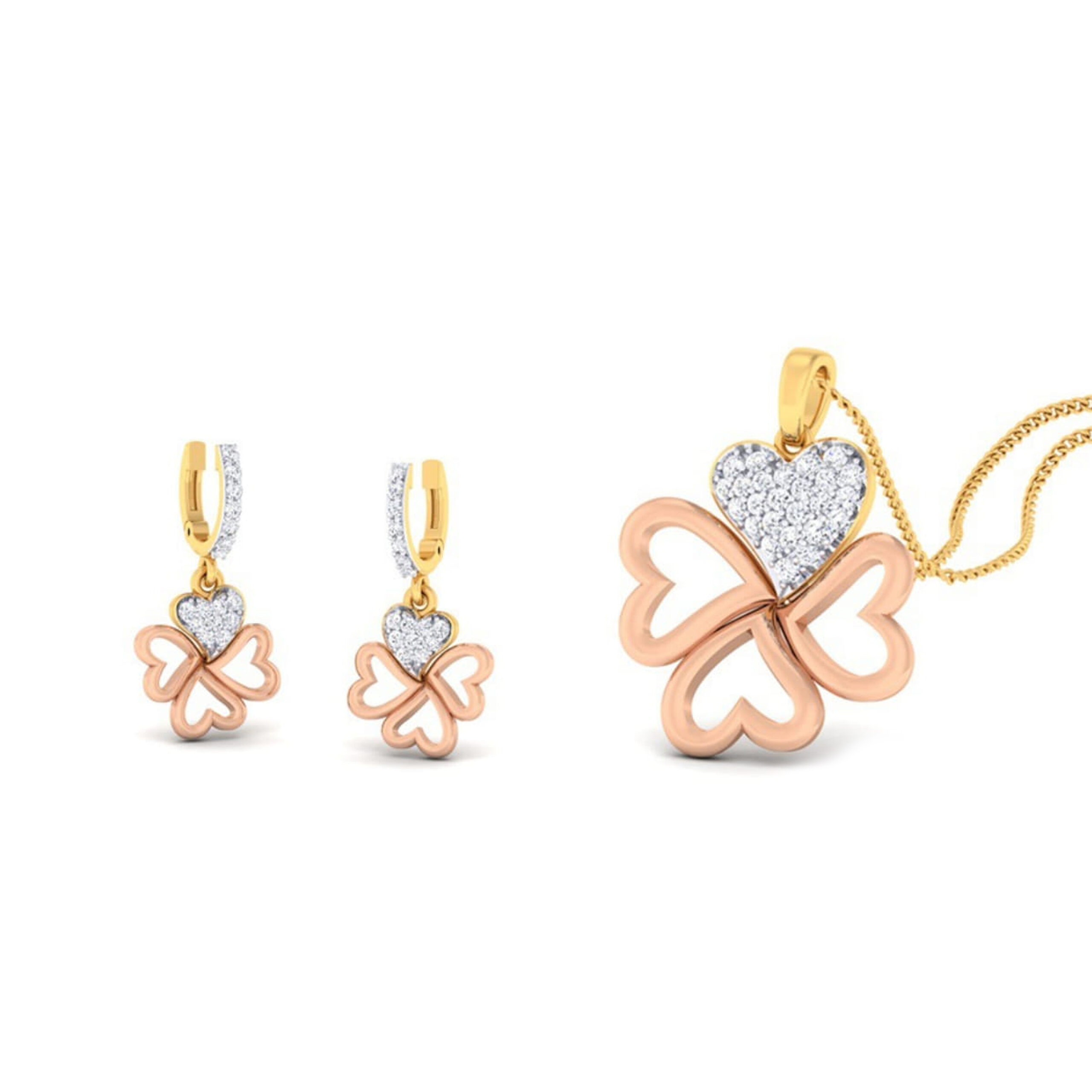 22k gold cz love pendant set