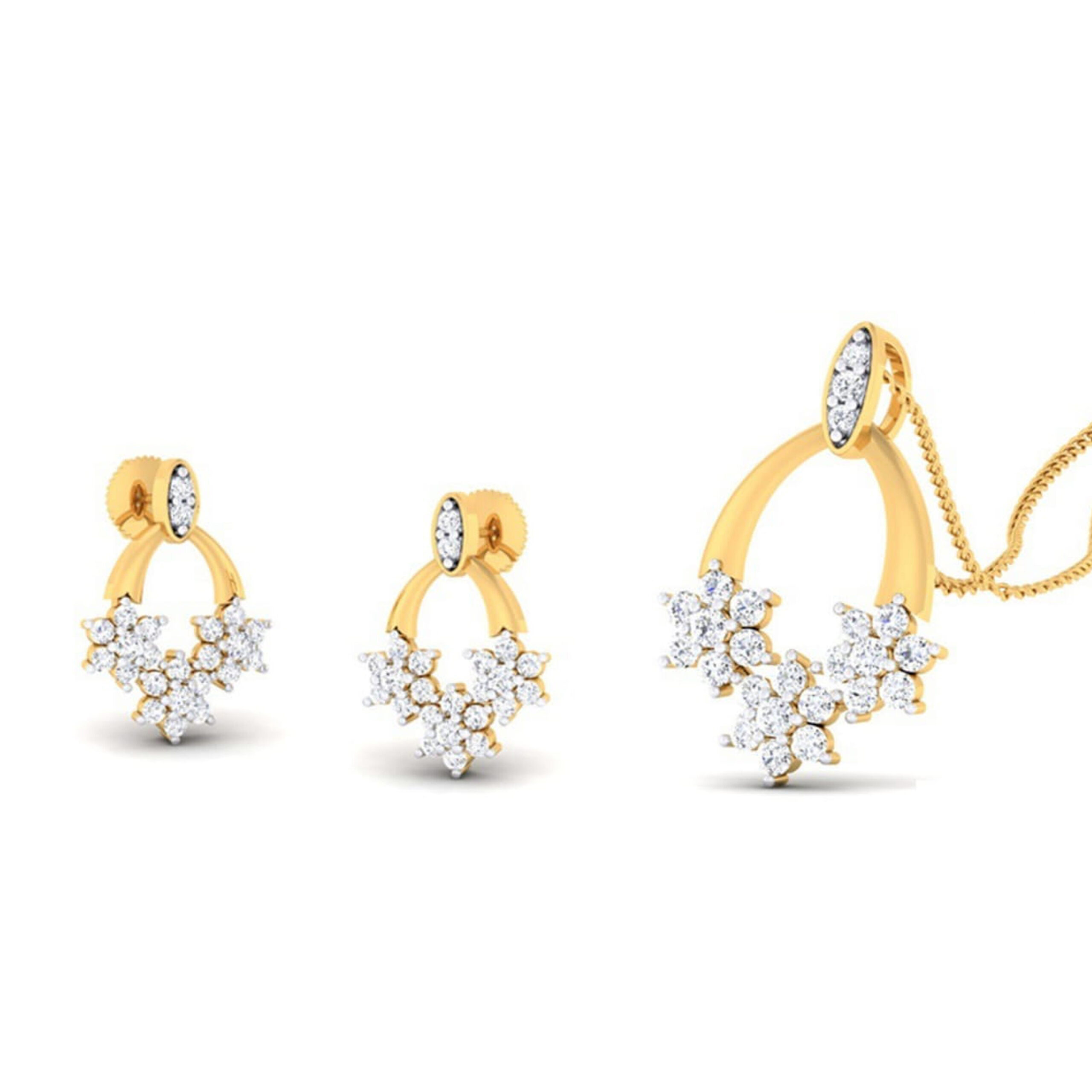 22k gold cz beautiful pendant set