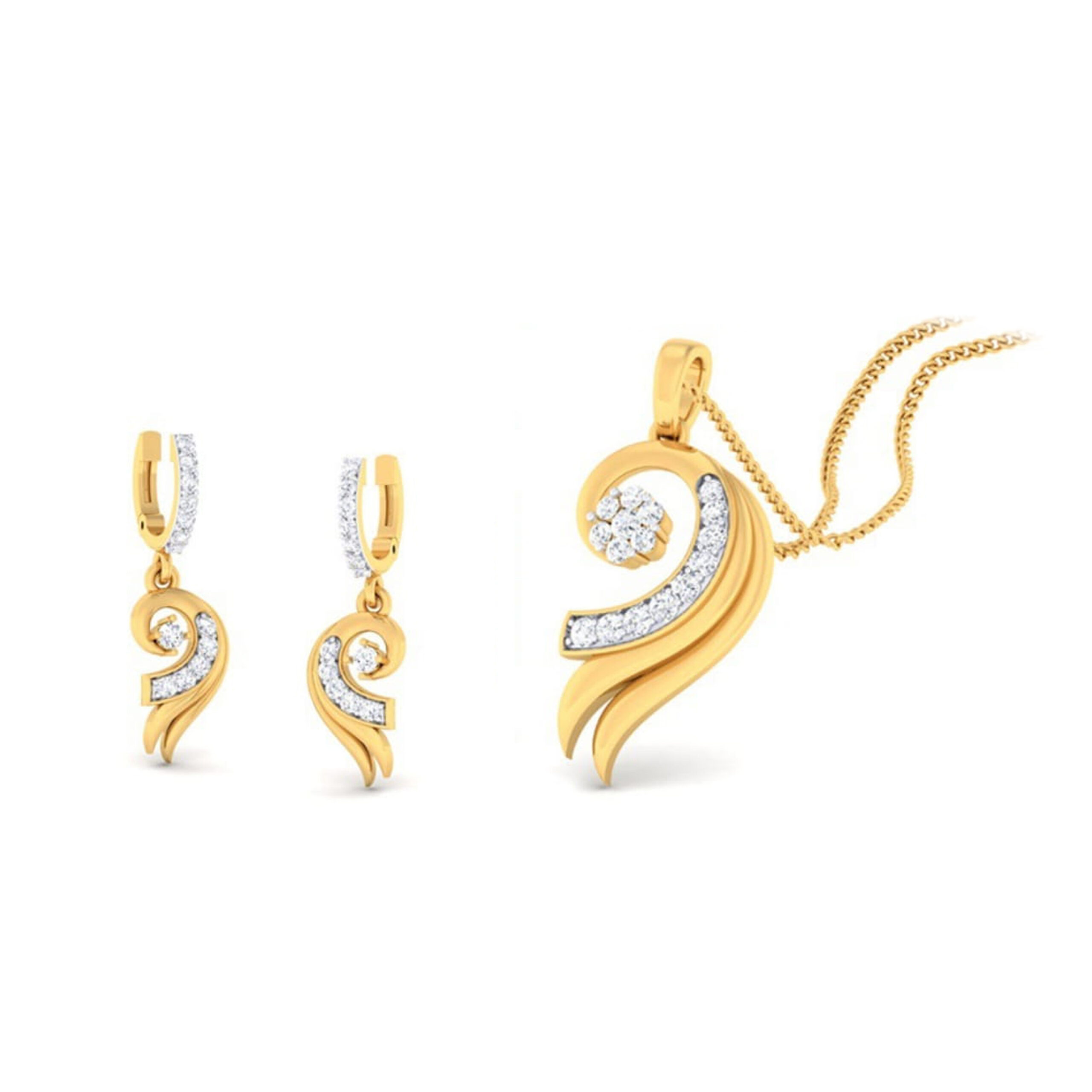 22k gold  cz arris pendant set