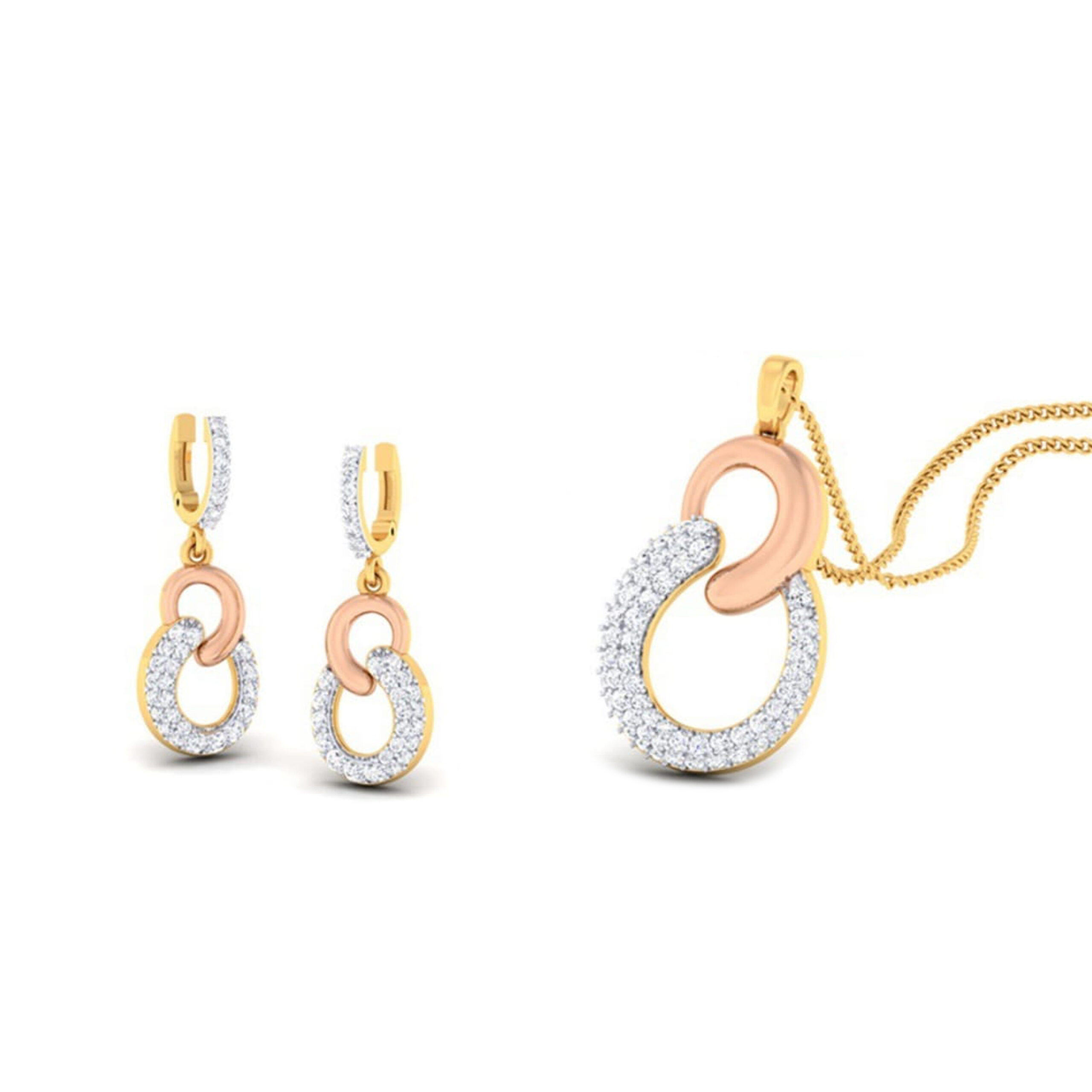 22k gold cz valora pendant set