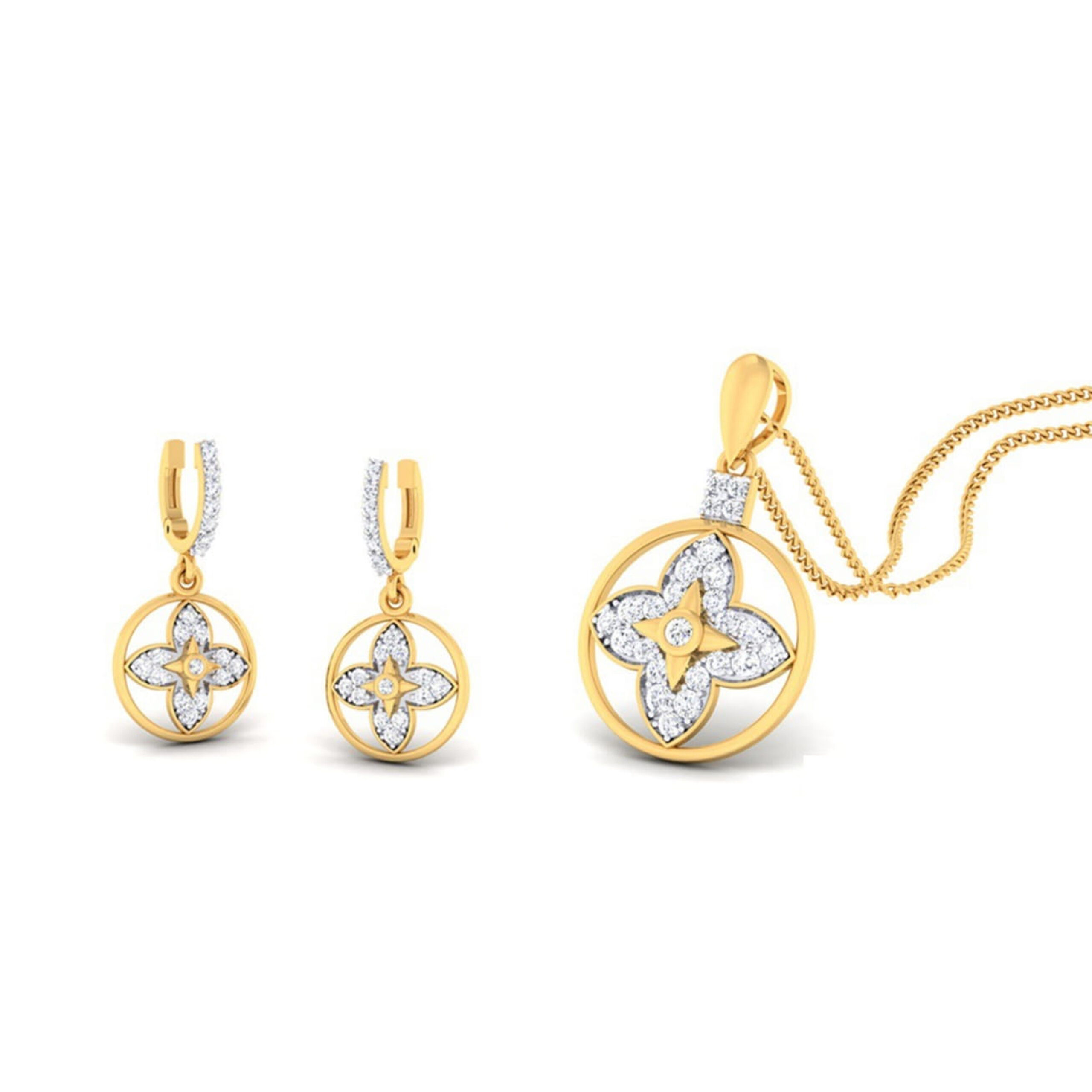 22k gold cz eyana pendant set