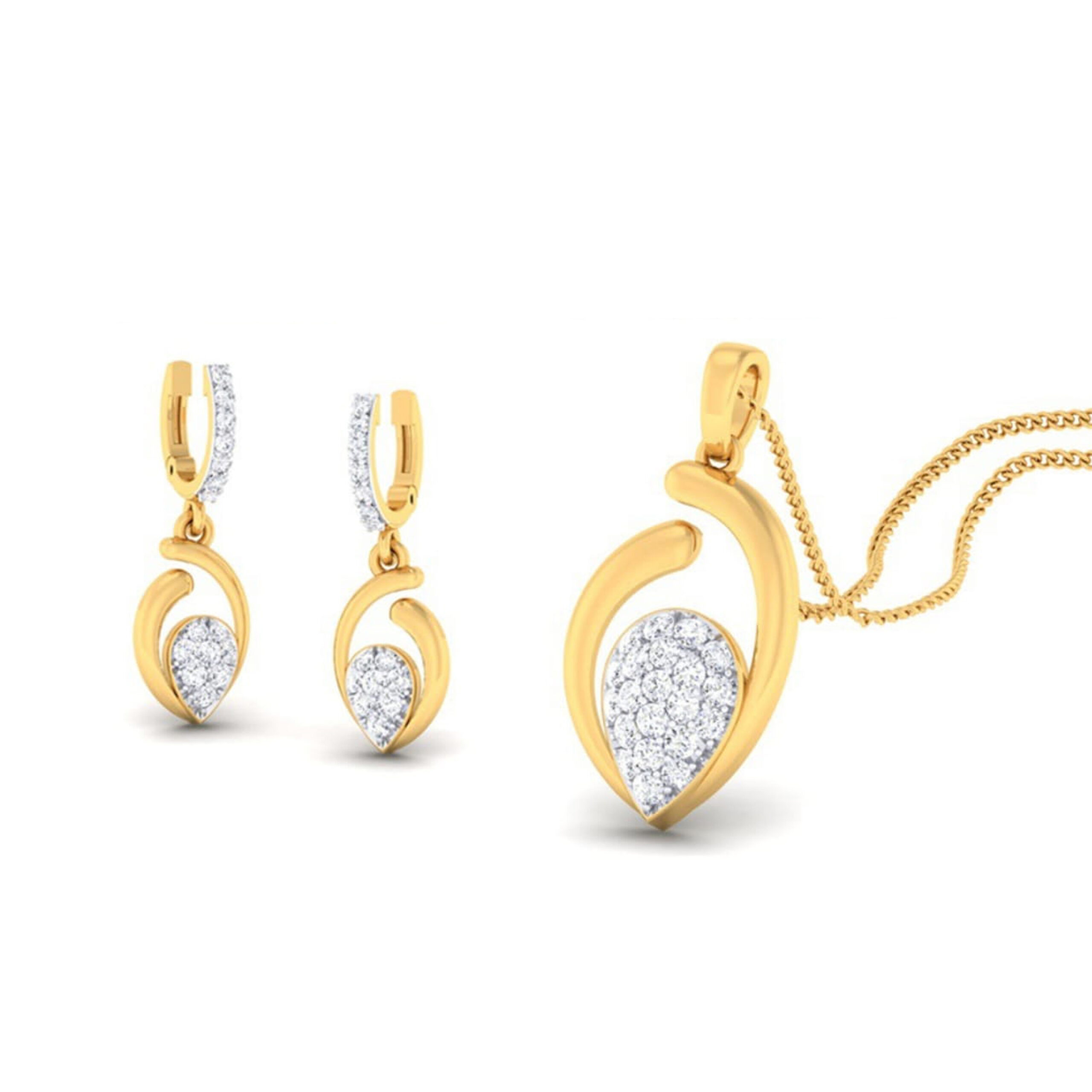 22k gold cz aranya pendant set