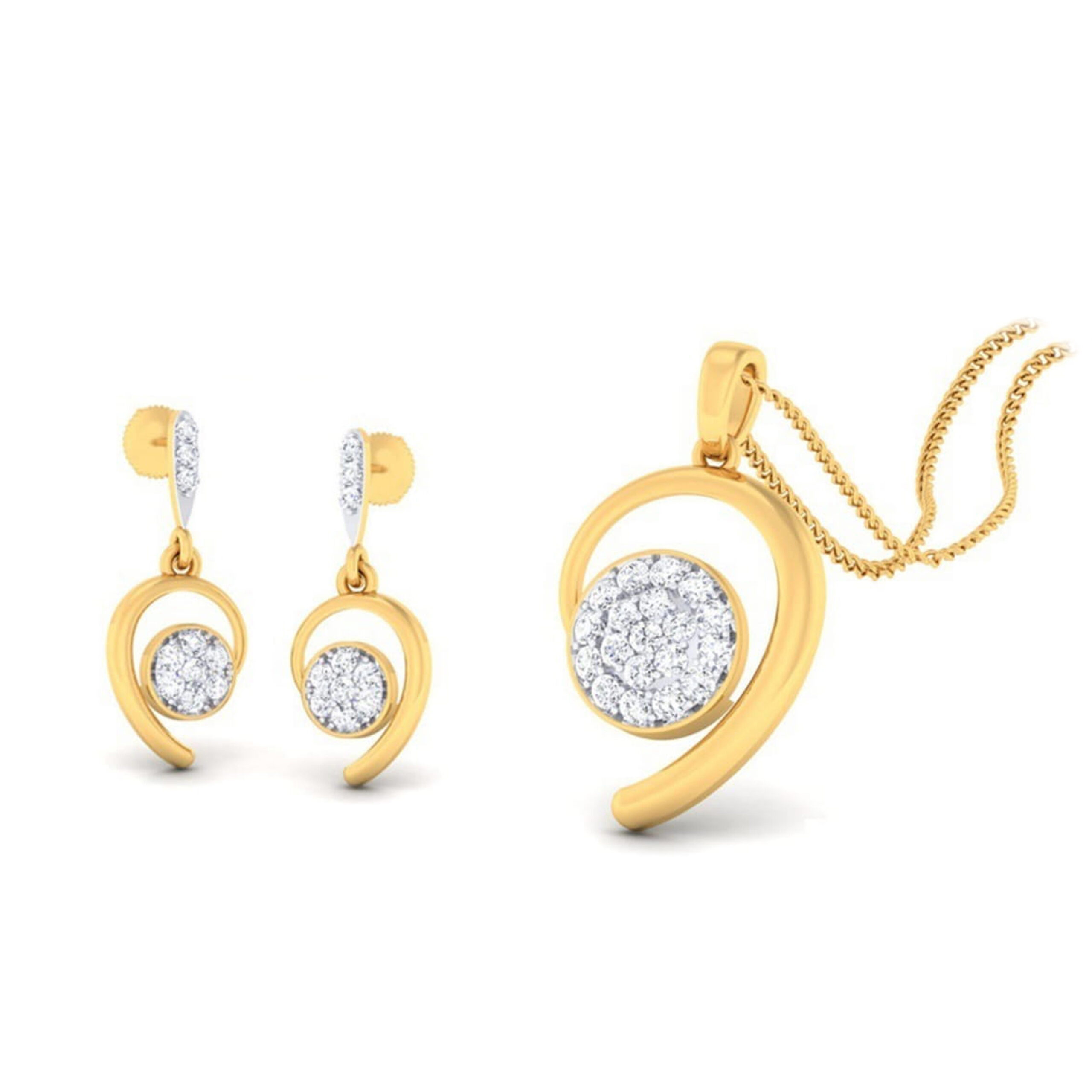 22k gold cz everly elegant pendant set