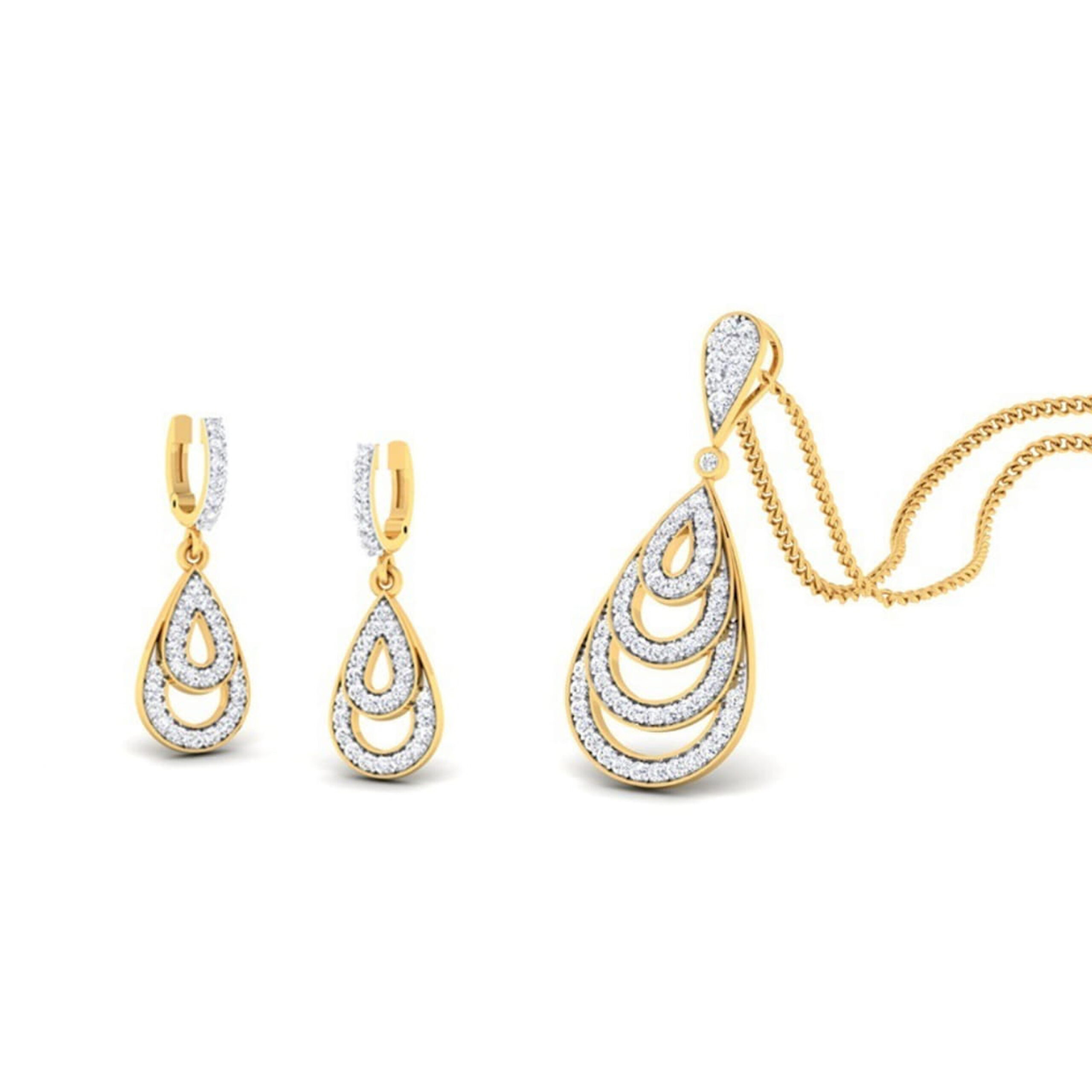 22k gold cz classy pendant set