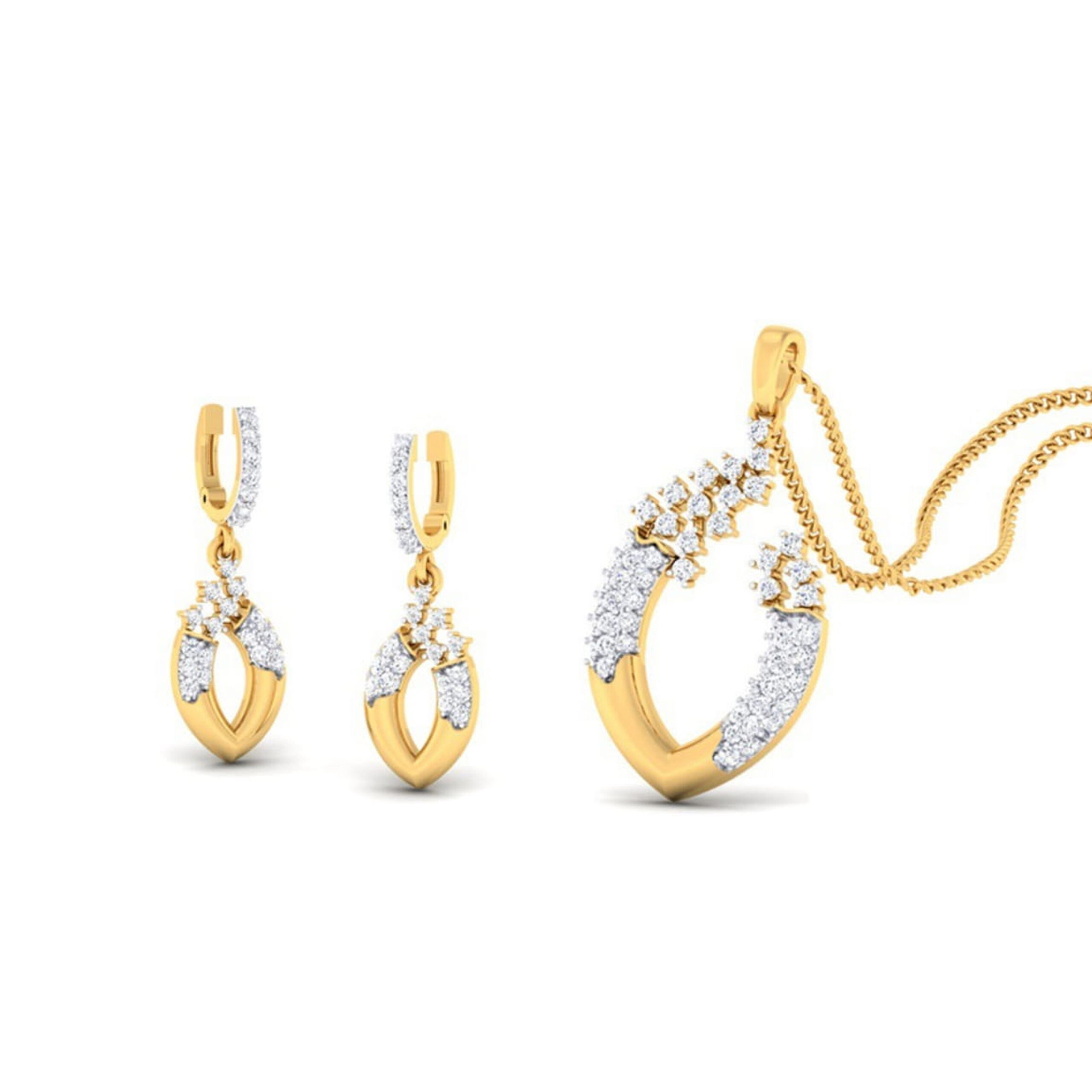 22k gold cz athena pendant set