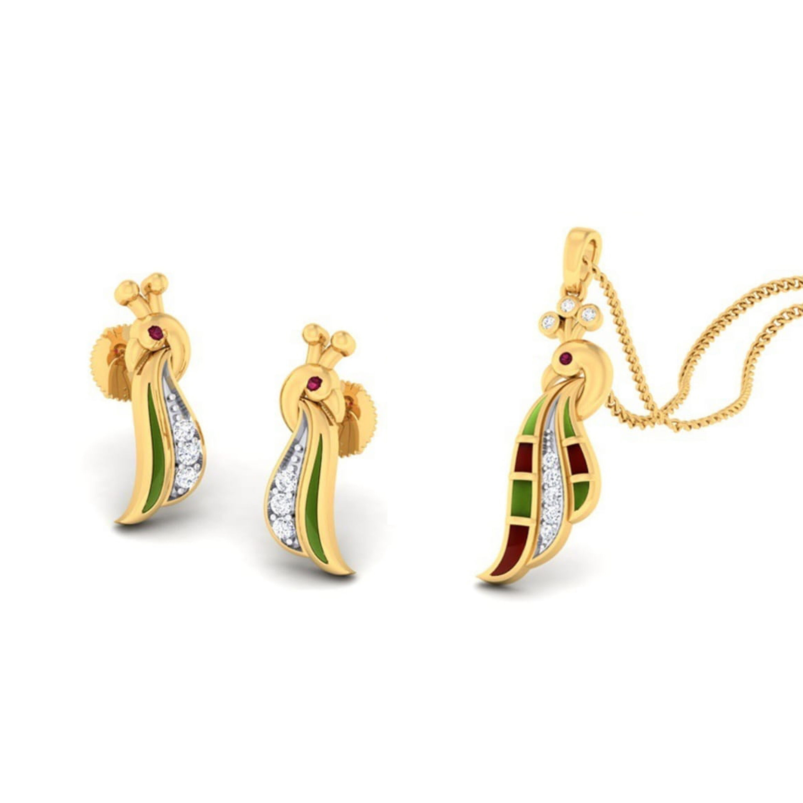 22k gold cz aster pendant set