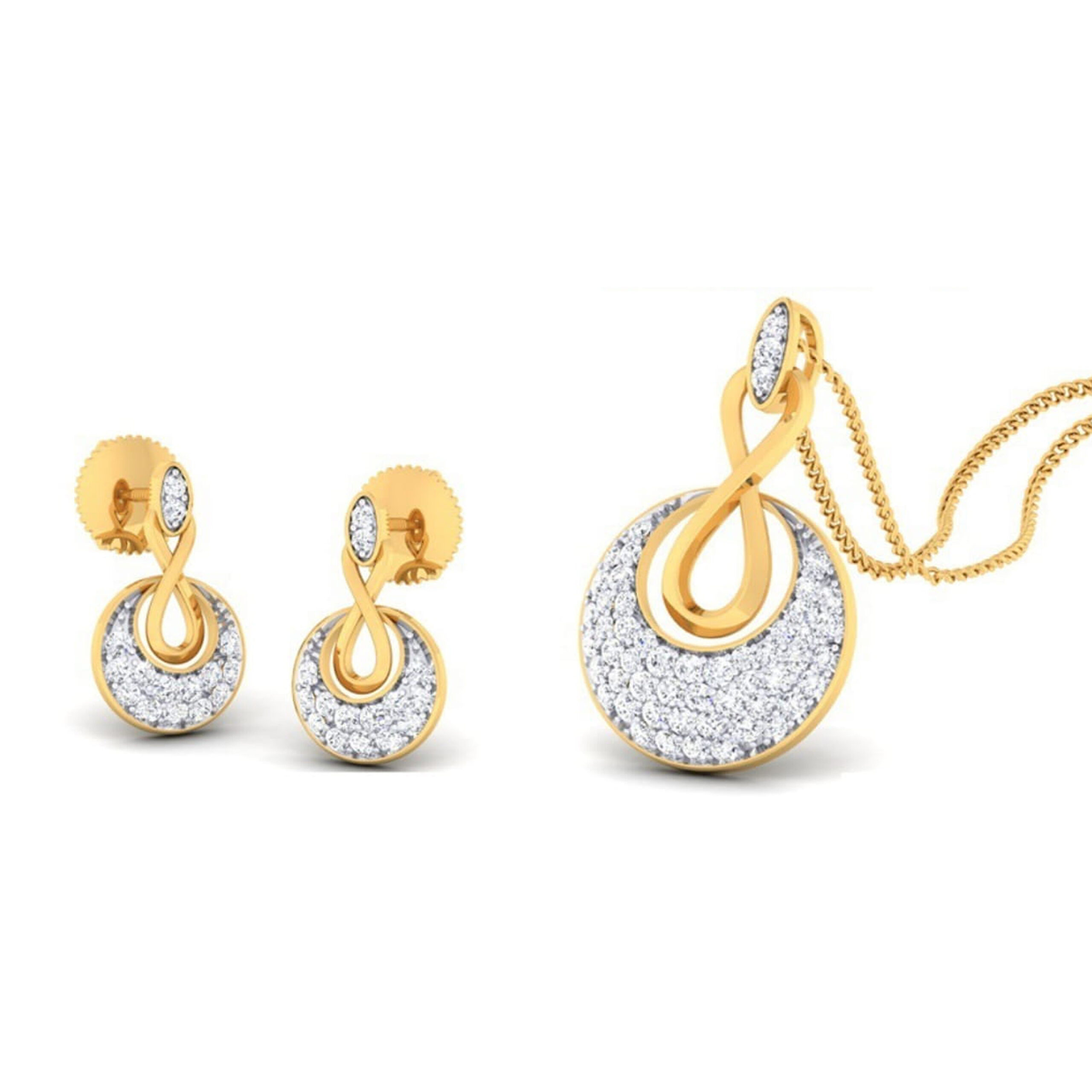 22k gold cz kyna pendant set