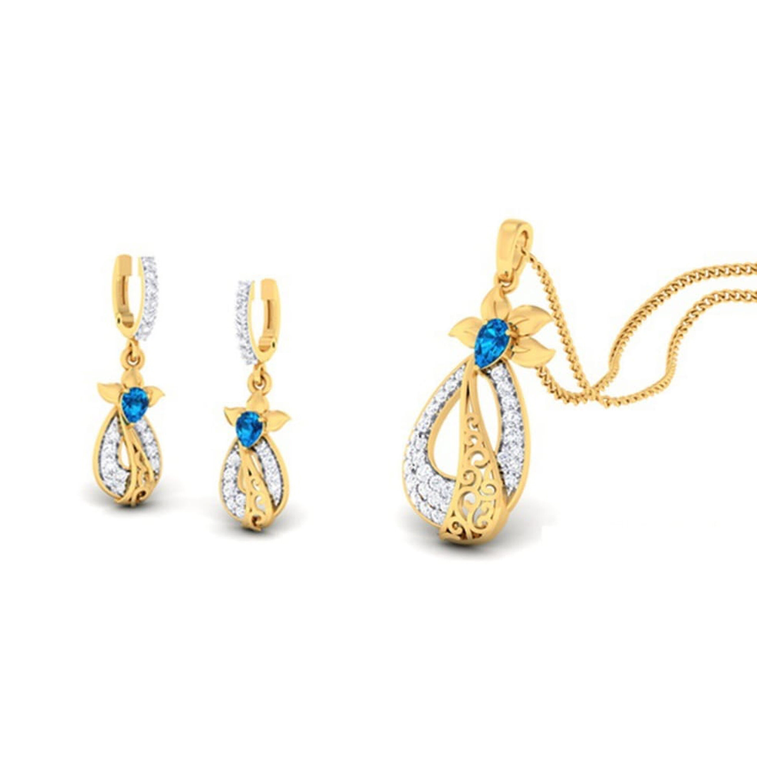 22k gold cz adina pendant set