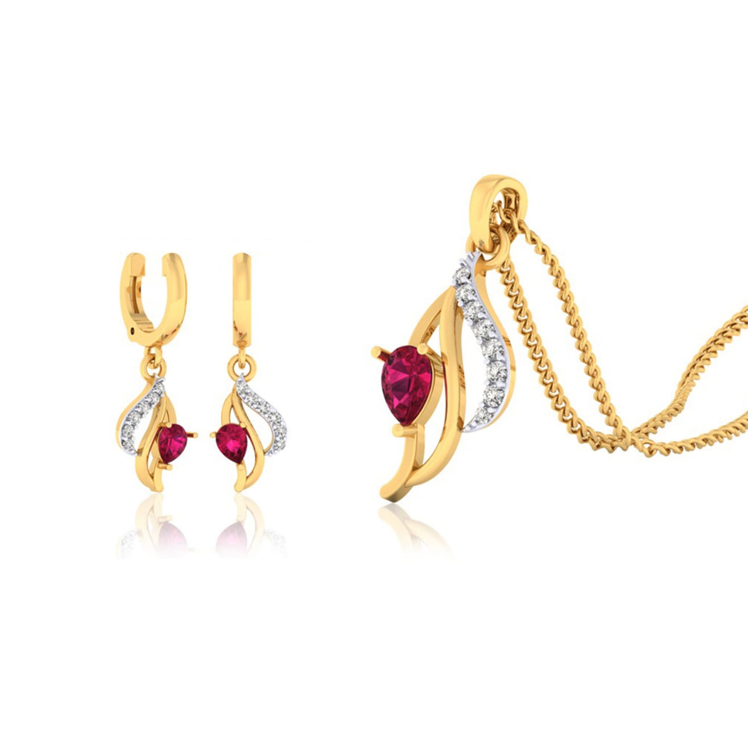 22k gold cz uraa pendant set
