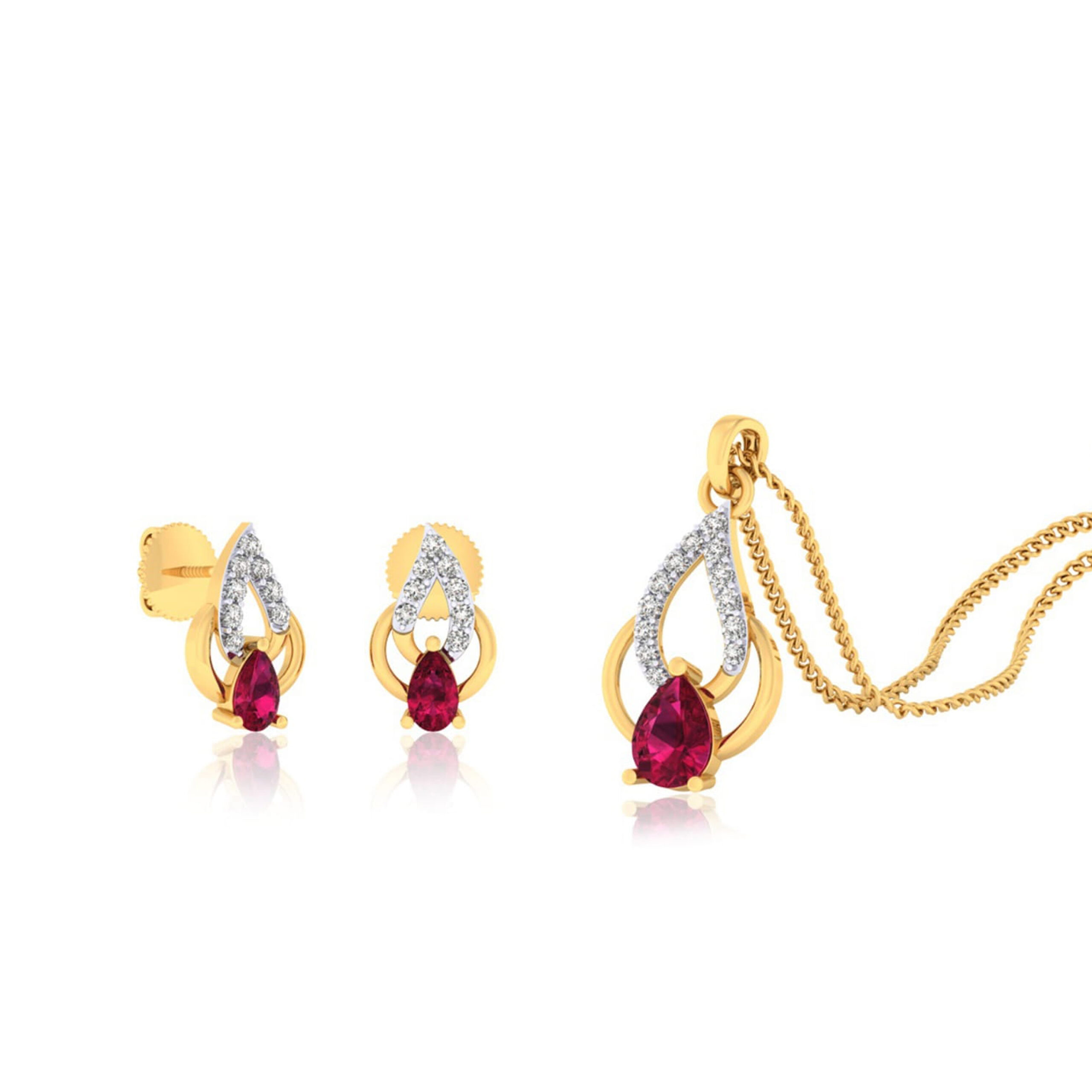 22k gold cz elegant pendant set