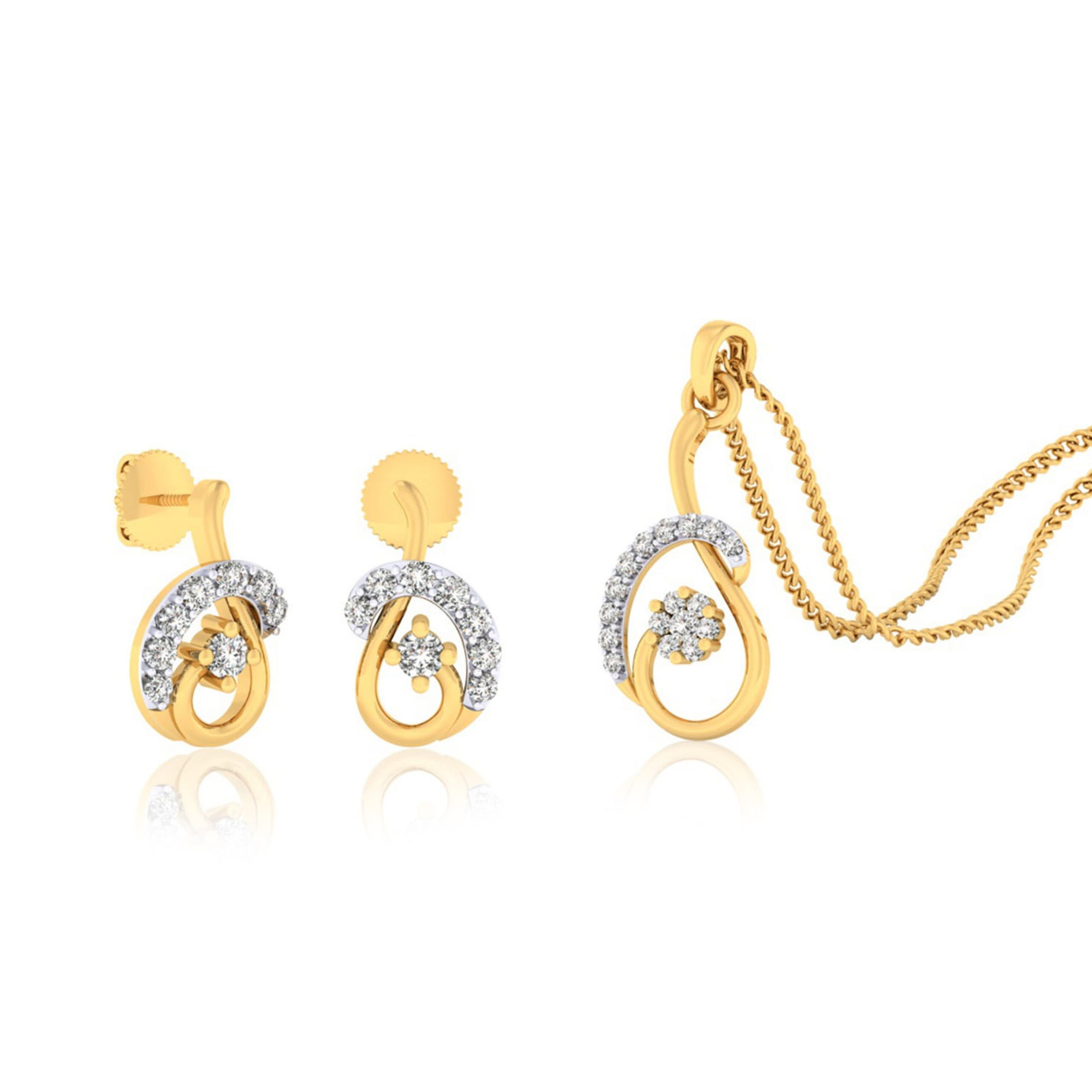 22k gold cz shimmer pendant set