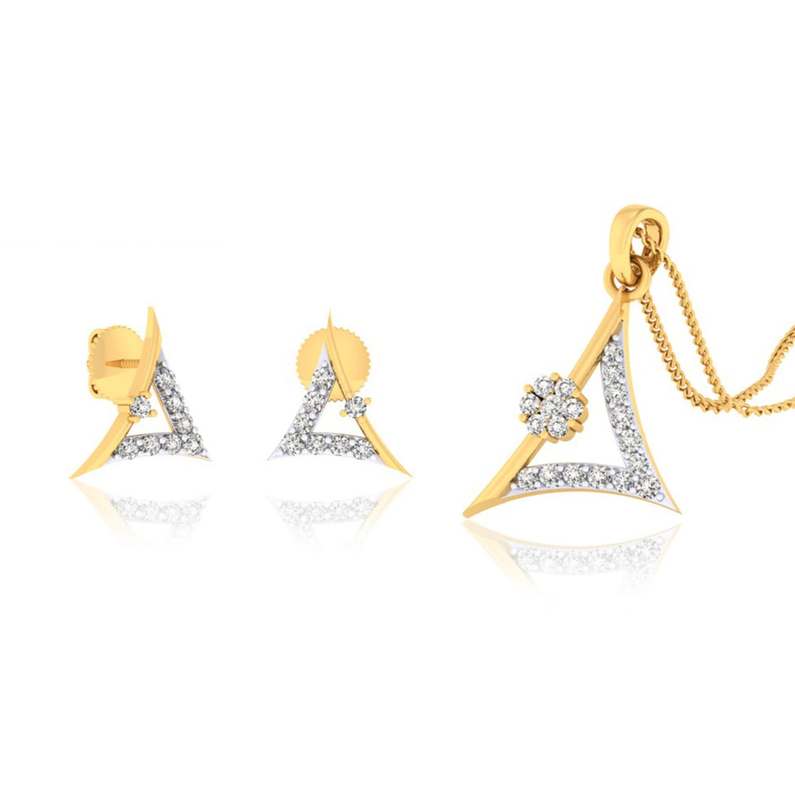 22k gold cz elite pendant set